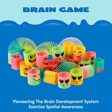 JOYIN 60 Pcs Spring Rainbow Party Favor, Mini Plastic Coil Spring Toy, Fidget Stress Coil Mini Springs Bulk Toys for Carnival Prize Birthday, Goodie Bag Stuffers