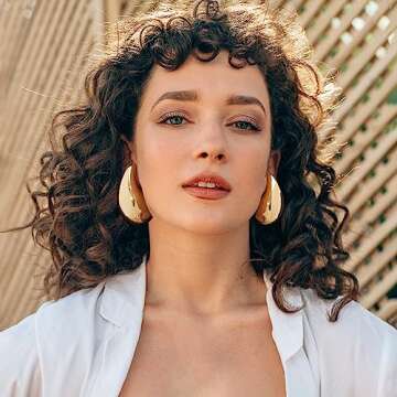 Chunky Gold Hoop Earrings for Women, Lightweight Waterdrop Hollow Open Hoops Tear Drop Silver Gold Trending Oversized Statement Style Earrings Hypoallergenic Gold Plated Earrings Fashion Jewelry for