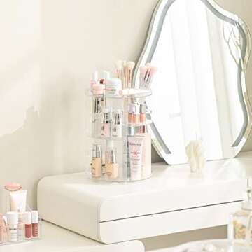 HBlife 360 Rotating Makeup Organizer Adjustable Carousel Large Capacity Revolving Perfume Organizer ...