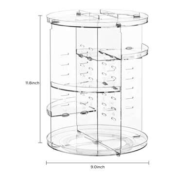 HBlife 360 Rotating Makeup Organizer Adjustable Carousel Large Capacity Revolving Perfume Organizer Skincare Organizers Cosmetic Storage Spinning Holder for Vanity, Clear