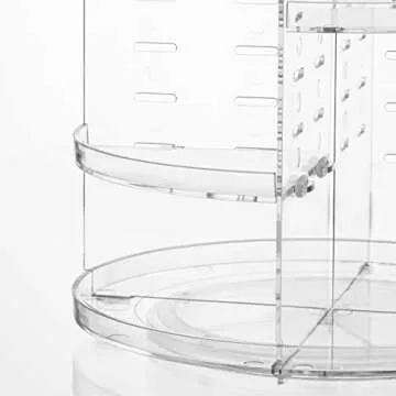 HBlife 360 Rotating Makeup Organizer Adjustable Carousel Large Capacity Revolving Perfume Organizer Skincare Organizers Cosmetic Storage Spinning Holder for Vanity, Clear