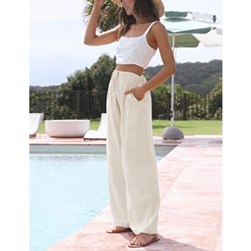 Stylish Faleave Women's Cotton Linen Palazzo Pants
