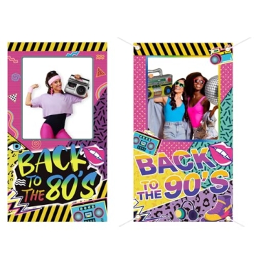 Back to The 80s Photo Booth Props for Colorful Party Decor