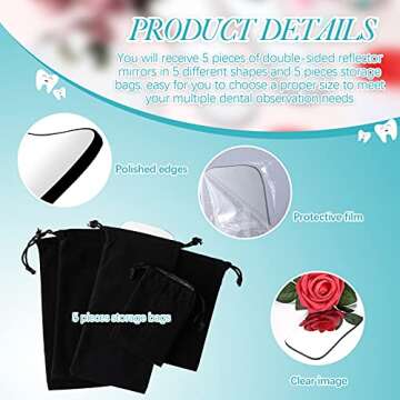 5 Pieces Dental Mouth Mirror Occlusal Reflector Intraoral Photography Mirror 2 Sided Dental Plated Glass Intraoral Photo Glass for Clinic Dentist