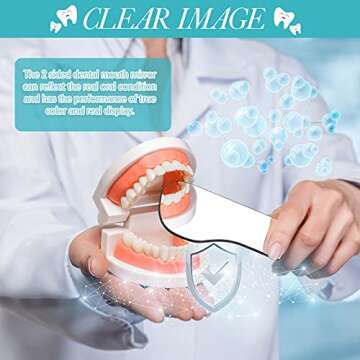 5 Pieces Dental Mouth Mirror Occlusal Reflector Intraoral Photography Mirror 2 Sided Dental Plated Glass Intraoral Photo Glass for Clinic Dentist