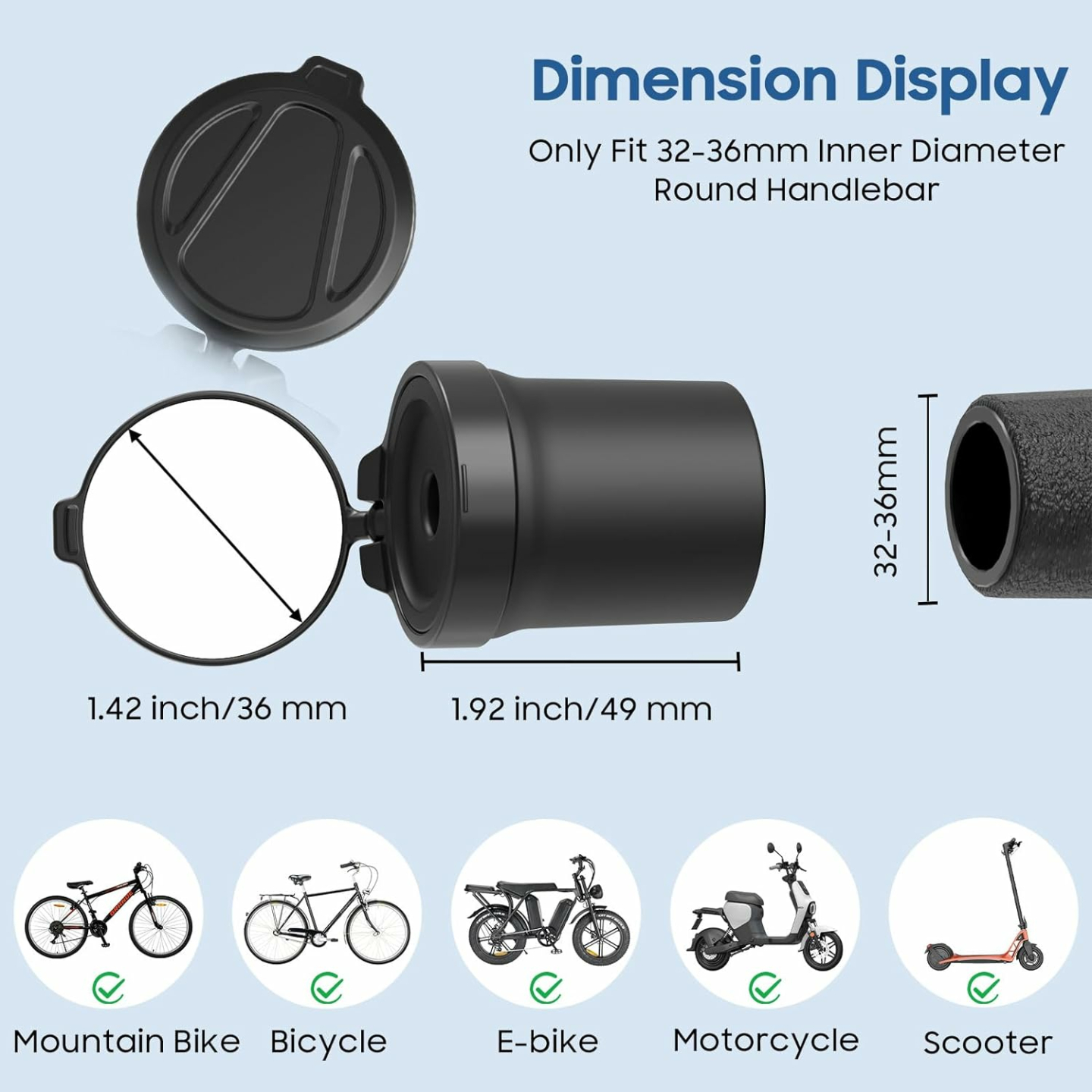 MoKo 2 Pcs 360° Rotatable Bike Mirrors - Safety First