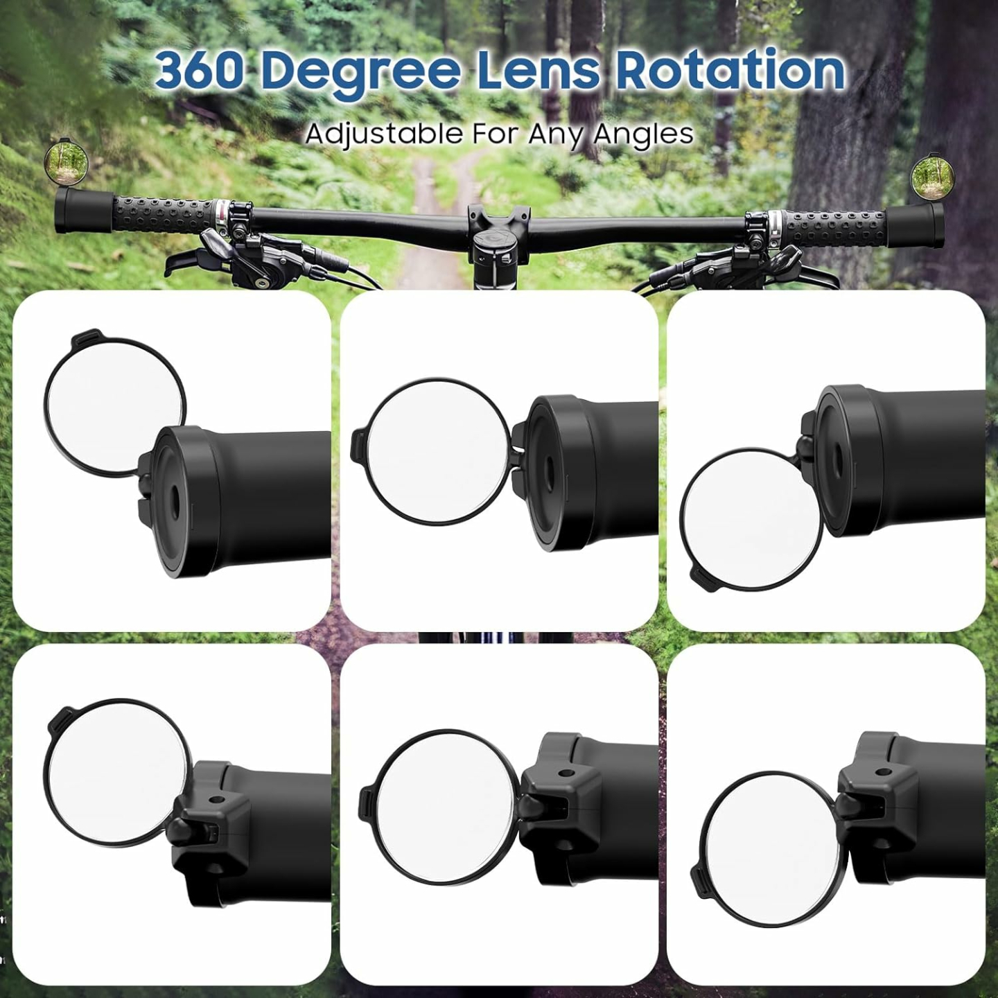 MoKo 2 Pcs 360° Rotatable Bike Mirrors - Safety First