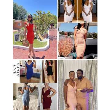 Womens's Spaghetti Strap Bandage Dresses Midi Bodycon Dress Clubwear Semi-Formal Dress