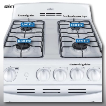 Compact Summit 24" Gas Range with 4 Burners and Oven