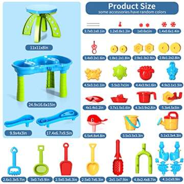 Bennol Sand and Water Play Table for Toddlers, 3-Tier Outdoor Activity Table for Beach and Backyard,...