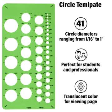Westcott T-800 Small Circles Template, Plastic Geometric Shapes Template Tool for Drawing and Drafting