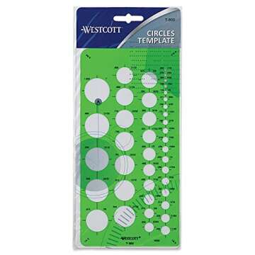 Westcott T-800 Small Circles Template, Plastic Geometric Shapes Template Tool for Drawing and Drafting