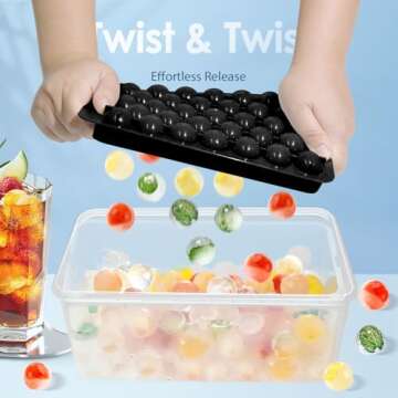 WIBIMEN Ice Cube Tray with Lid and Bin - Round Ice Trays for Freezer with Lid - Ice Cube Trays for F...