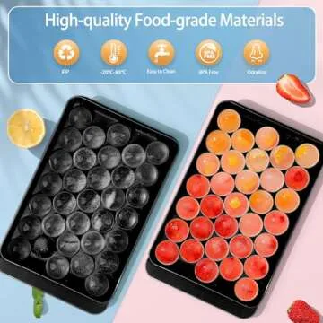 WIBIMEN Ice Cube Tray with Lid and Bin - Round Ice Trays for Freezer with Lid - Ice Cube Trays for Freezer with Ice Container (1"-2PACK Black)