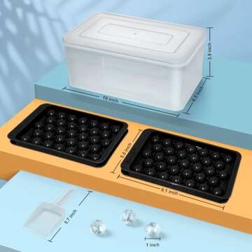 WIBIMEN Ice Cube Tray with Lid and Bin - Round Ice Trays for Freezer with Lid - Ice Cube Trays for Freezer with Ice Container (1"-2PACK Black)