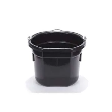 Little Giant Plastic Animal Feed Bucket (Black) Flat Back Plastic Feed Bucket with Metal Handle (8 Quarts / 2 Gallons) (Item No. P8FBBLACK)