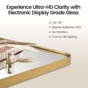 MOON MIRROR Brushed Gold Pivot Mirror,Brass Tilt Vanity Mirror，Rectangle Pivot Mirror for Bathroom, Overall 26.33 x 30 in (Mirror 22x 30 in)