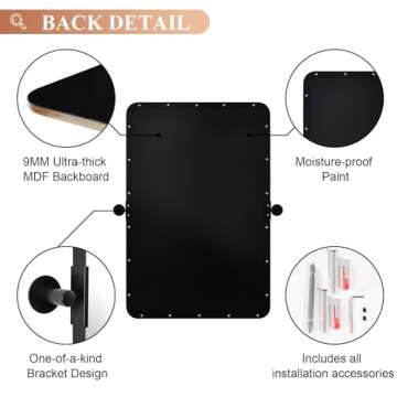 MOON MIRROR Brushed Gold Pivot Mirror,Brass Tilt Vanity Mirror，Rectangle Pivot Mirror for Bathroom, Overall 26.33 x 30 in (Mirror 22x 30 in)