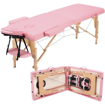 Yaheetech Portable Spa Bed: Adjustable Massage Table in Pink