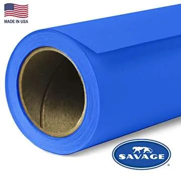 Savage Seamless Paper Photography Backdrop - Color #58 Studio Blue, Size 107 Inches Wide x 36 Feet L...