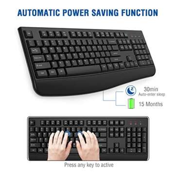 EDJO Wireless Keyboard Full Size Ergonomic for PC and Mac