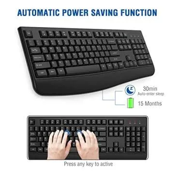 EDJO Wireless Keyboard Full Size Ergonomic for PC and Mac