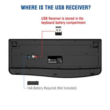 EDJO Wireless Keyboard Full Size Ergonomic for PC and Mac