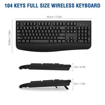 EDJO Wireless Keyboard Full Size Ergonomic for PC and Mac