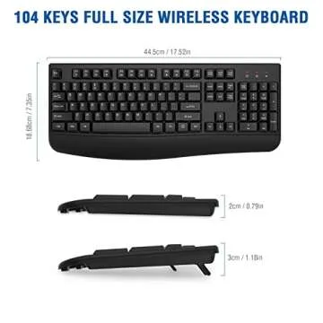 EDJO Wireless Keyboard Full Size Ergonomic for PC and Mac