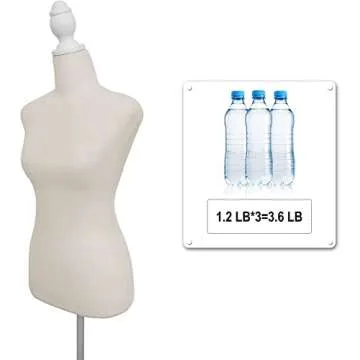 Female Dress Form Mannequin Torso Body with Adjustable Tripod Stand Dress Jewelry Display (Beige)