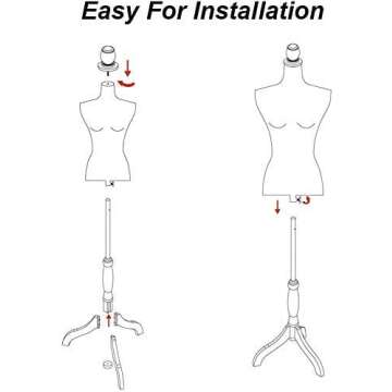 Female Dress Form Mannequin Torso Body with Adjustable Tripod Stand Dress Jewelry Display (Beige)