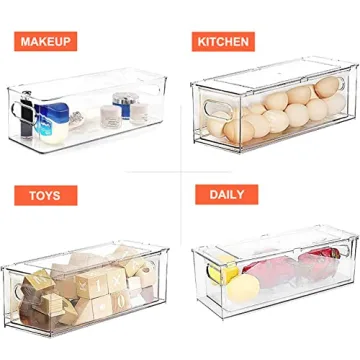 Taiuloo Stackable Refrigerator Organizer Bins with Drawers