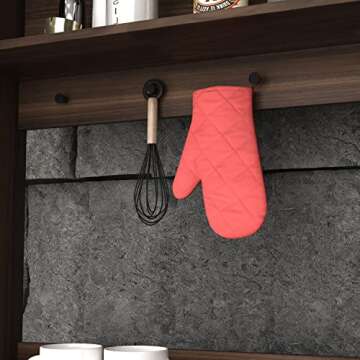 ECACAD Stylish Kitchen Pantry with Glass Doors and Drawers