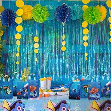 AllKnow 20 Pieces Fish Party Favor Bags, Ocean Animals Theme Birthday Party Gift Bags Kraft Paper Goodie Bags for Kids Birthday Party Decorations