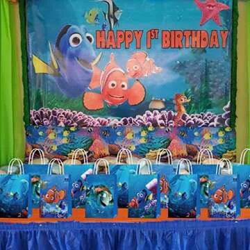 AllKnow 20 Pieces Fish Party Favor Bags, Ocean Animals Theme Birthday Party Gift Bags Kraft Paper Goodie Bags for Kids Birthday Party Decorations