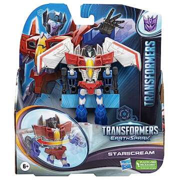Transformers Toys EarthSpark Warrior Class Starscream Action Figure, 5-Inch, Robot Toys for Kids Ages 6 and Up