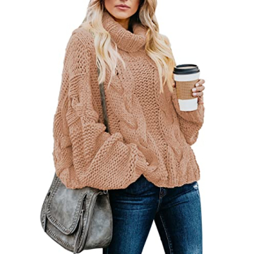 Dokotoo Womens Casual Loose Ladies Fashion Winter Fall 2024 Knit Turtleneck High Neck Sweaters Long ...