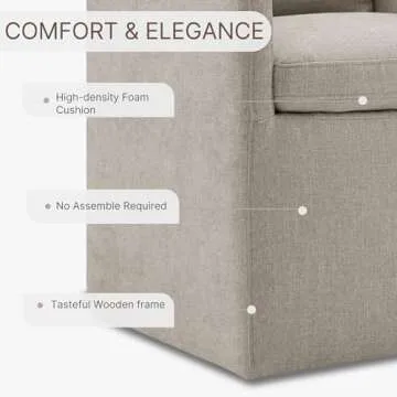 KISLOT Upholstered Dining Chairs with Casters Easy Assembly Modern Accent Armchair with Rollers for Diningroom Bedroom Livingroom Reading Room,1 PCS,Khaki