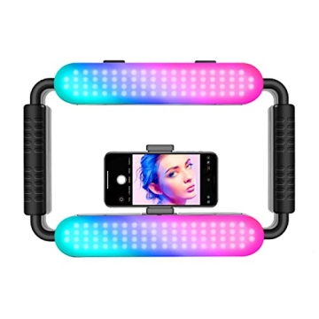 GVM Smartphone RGB Video Lighting Rig, Camera Video Stabilizer, Selfie Light Professional LED Ring L...