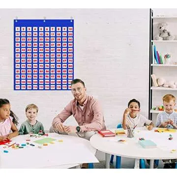 Godery Hundred Number Wall Chart, Numbers 1-120 Board Pocket Chart for Classroom Counting and Organizer, 120 Pockets