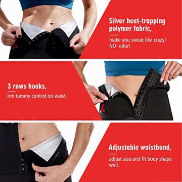 KUMAYES Sauna Leggings for Women Sweat Pants High Waist Compression Slimming Hot Thermo Workout Training Capris Body Shaper