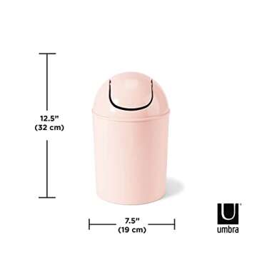 Umbra 1.25-Gallon Mini Waste Can w/Swing-Top Lid - Small Garbage Bin for Compact Spaces Under Tables...
