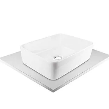 Rectangular Ceramic Bathroom Vessel Sink, 19" Above Counter Vanity Porcelain Countertop Sink Art Basin, White 18.7"L x 14.37"W x 5.12"H