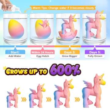 Unicorn Hatching Rainbow Eggs for Kids - 6 Pack Unicorn Toys for Boys & Girls, Birthday Easter Baske...