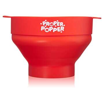 The Original Proper Popper Microwave Popcorn Popper, Silicone Popcorn Maker, Collapsible Bowl BPA Free & Dishwasher Safe - (Red)