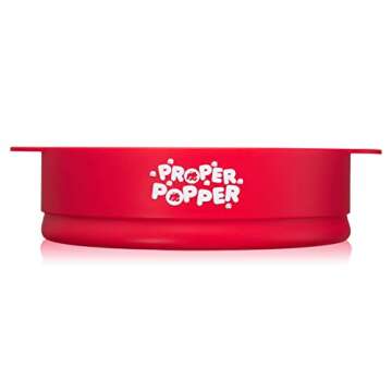 The Original Proper Popper Microwave Popcorn Popper, Silicone Popcorn Maker, Collapsible Bowl BPA Free & Dishwasher Safe - (Red)