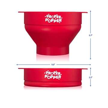 The Original Proper Popper Microwave Popcorn Popper, Silicone Popcorn Maker, Collapsible Bowl BPA Free & Dishwasher Safe - (Red)