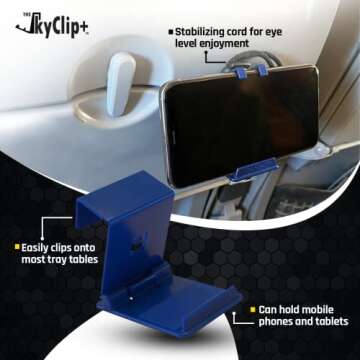 SkyClip+ Phone & Tablet Holder - Ultimate Travel Accessory for Home, Office & Air Travel