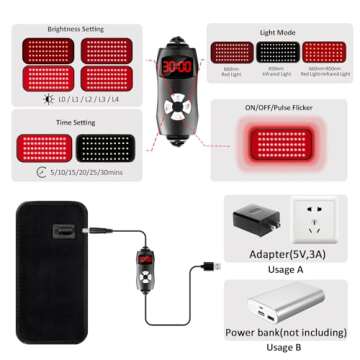 Red Light Therapy Belt, Infrared Light Therapy for Body, Wearable Wrap with Timer for Back Shoulder Waist Muscle Pain Relief, Improve Joint Inflammation, Red Light Therapy for Body