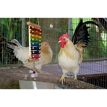Vehomy Chicken Xylophone Toy for Hens Suspensible Wood Xylophone Toy with 8 Metal Keys Chicken Coop Pecking Toy with Grinding stone (Rainbow Color)